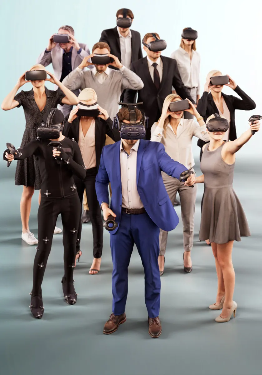 Image: Group of rendered 3DPEOPLE with VR Headsets.